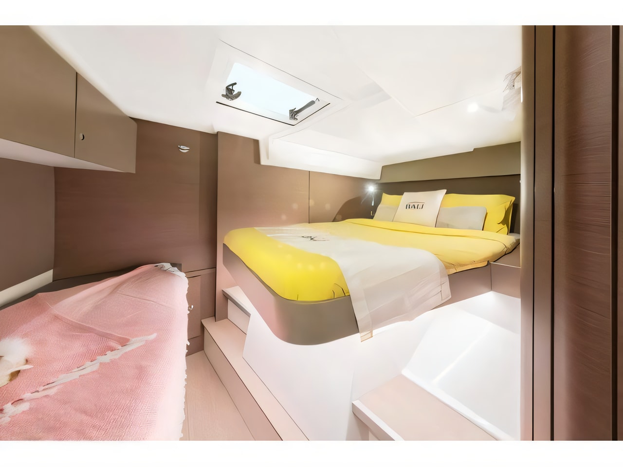 Layout of Bali Catspace catamaran with 4 cabins Croatia yacht charter