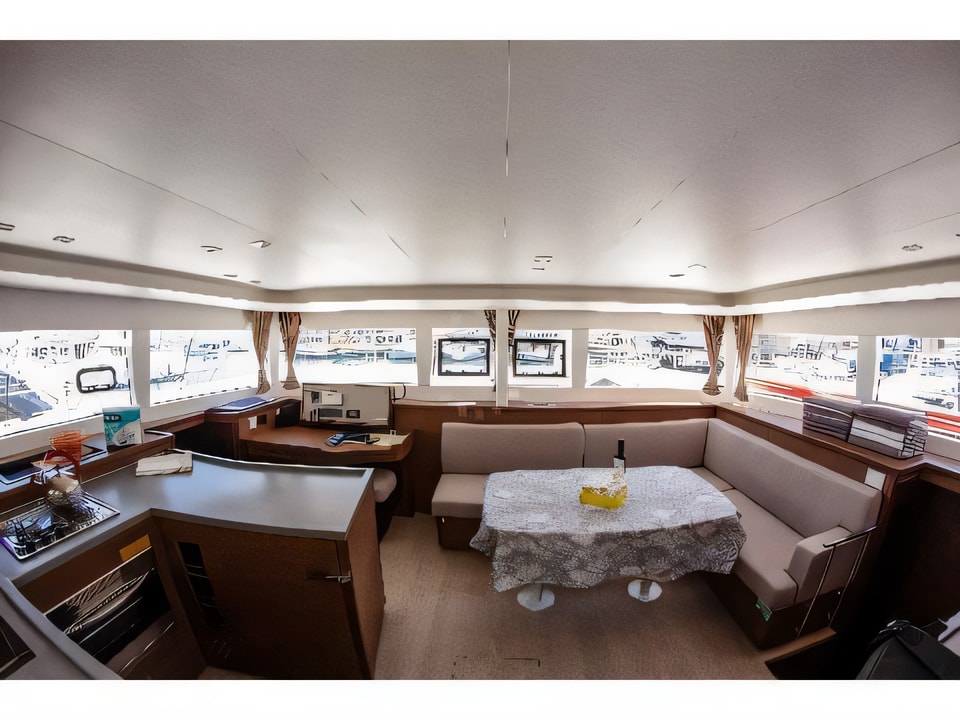 Interior of Lagoon 450 F equipped with generator, A / C (saloon+cabins), 2 S.U.P. catamaran with 6 cabins Croatia yacht charter