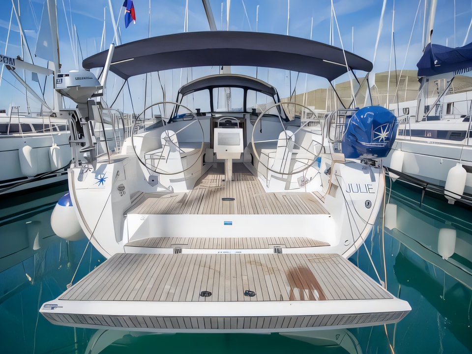 Exterior overview of Bavaria Cruiser 41 sail boat for charter from Seget Donji Marina Baotic in the Split sailing area Croatia