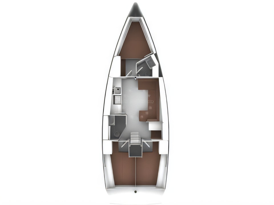 Layout of Bavaria Cruiser 41 sail boat with 3 cabins Croatia yacht charter