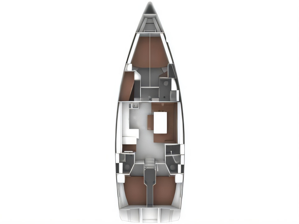 Layout of Bavaria Cruiser 51 sail boat with 5 cabins Croatia yacht charter