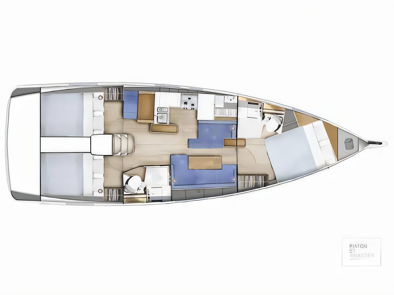 Interior of Sun Odyssey 410 sail boat with 3 cabins Croatia yacht charter