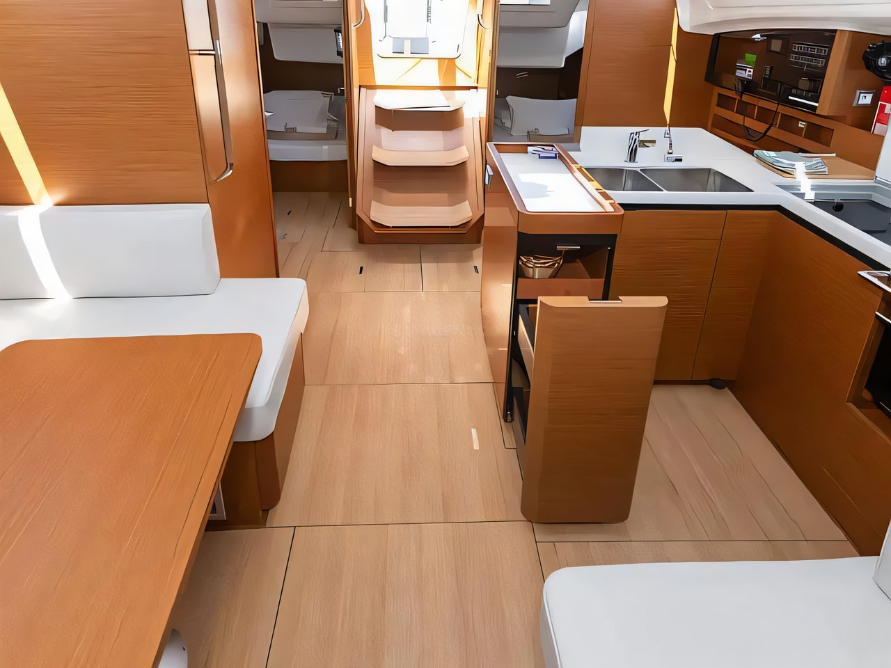 Layout of Sun Odyssey 410 sail boat with 3 cabins Croatia yacht charter