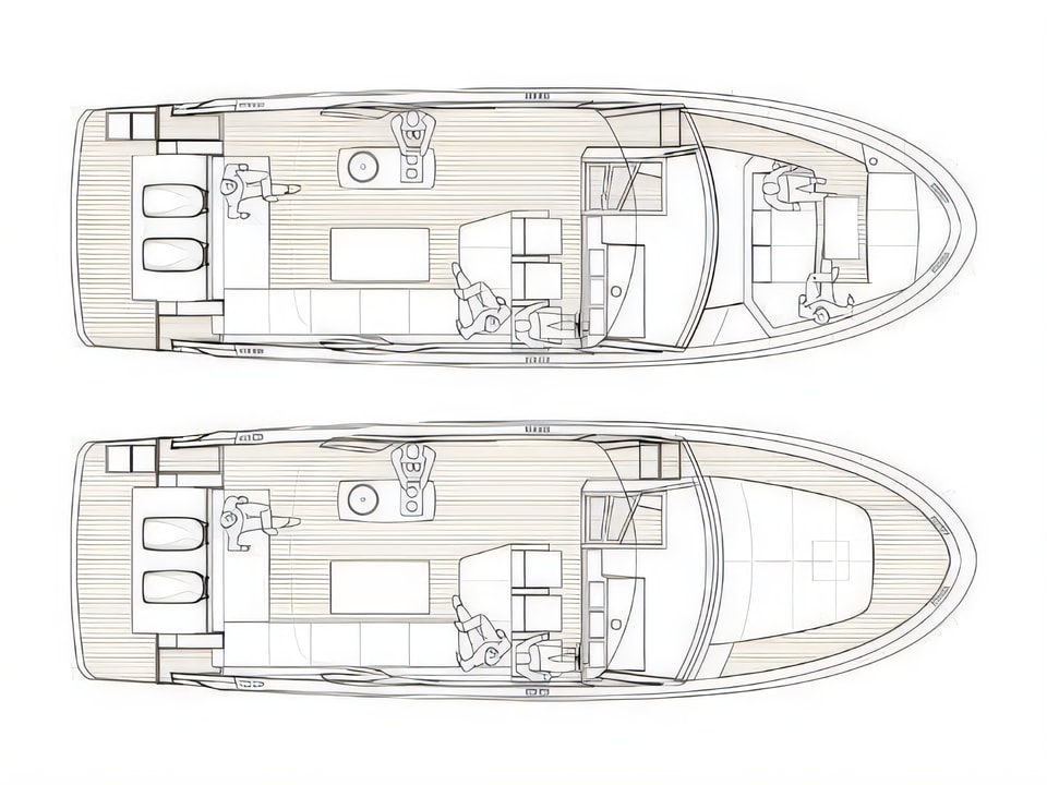 Layout of Greenline Neo HT motor boat with 1 cabins Croatia yacht charter