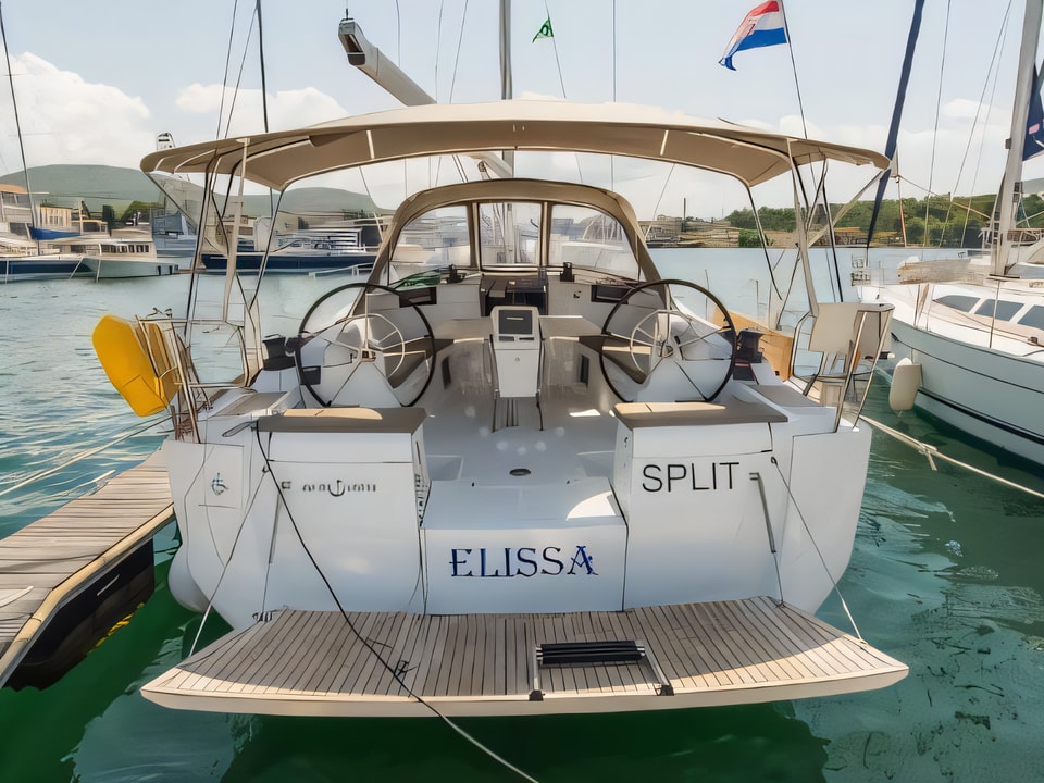 Exterior overview of Sun Odyssey 449 sail boat for charter from Sibenik Marina Mandalina in the Sibenik sailing area Croatia