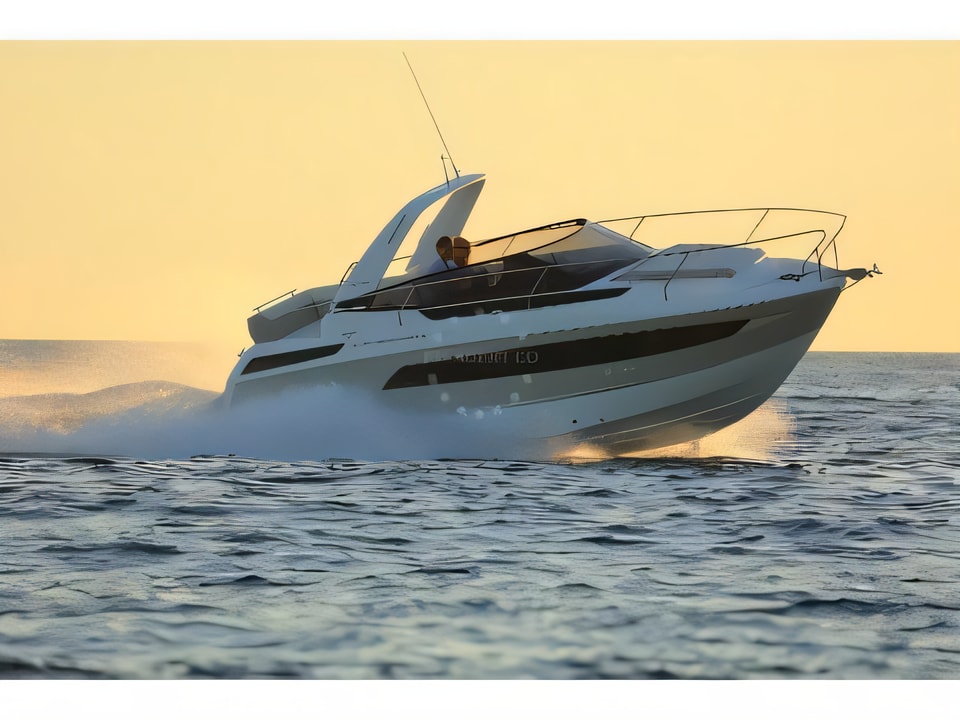 Exterior overview of Jeanneau Leader 30 motor boat for charter from Trogir ACI Marina in the Split sailing area Croatia