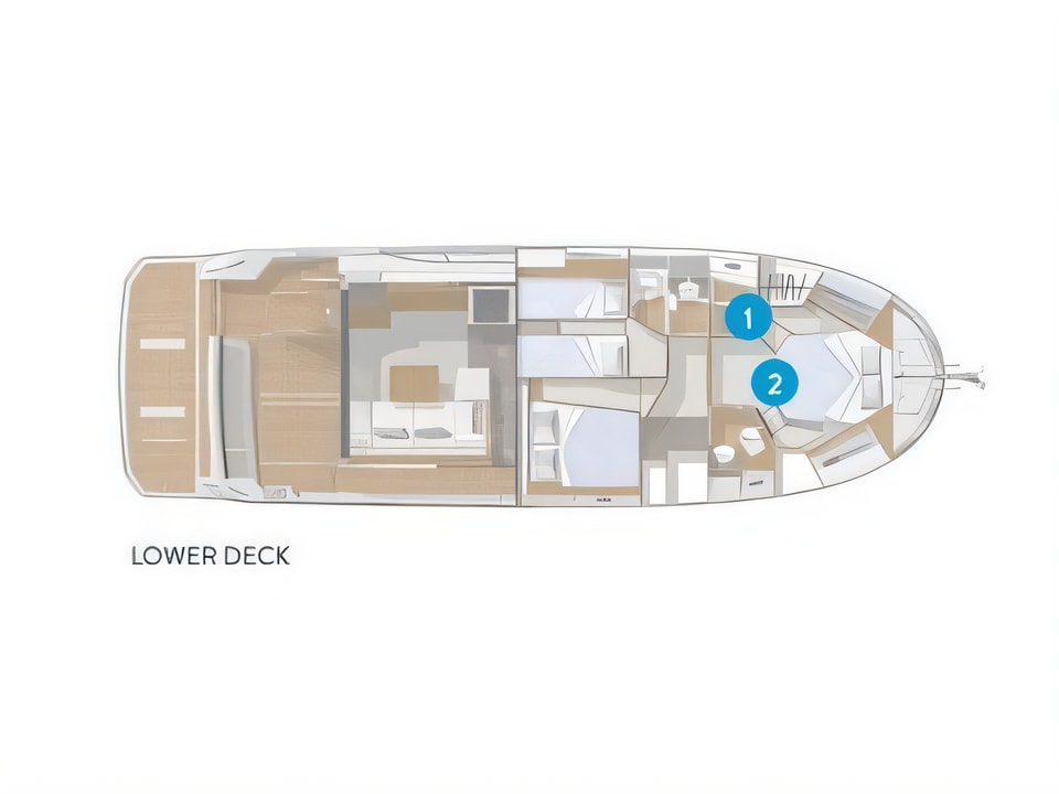 Layout of Swift Trawler 47 motoryacht with 3 cabins Croatia yacht charter
