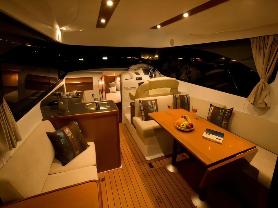 Interior of Antares 36 motor boat with 2 cabins Croatia yacht charter