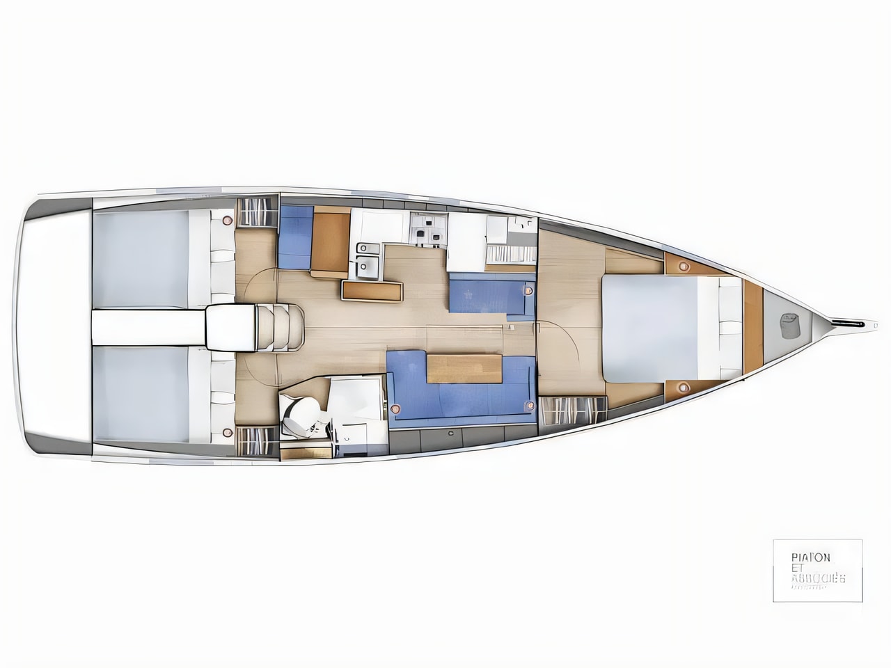 Interior of Sun Odyssey 410 sail boat with 3 cabins Croatia yacht charter