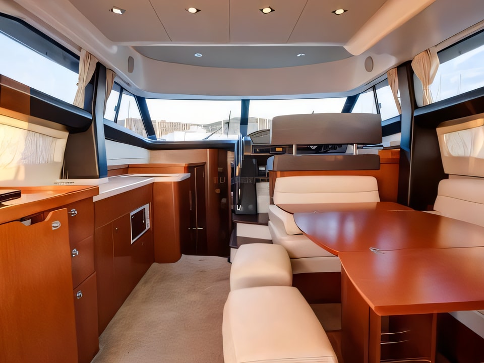 Interior of Prestige 440 motor boat with 3 cabins Croatia yacht charter