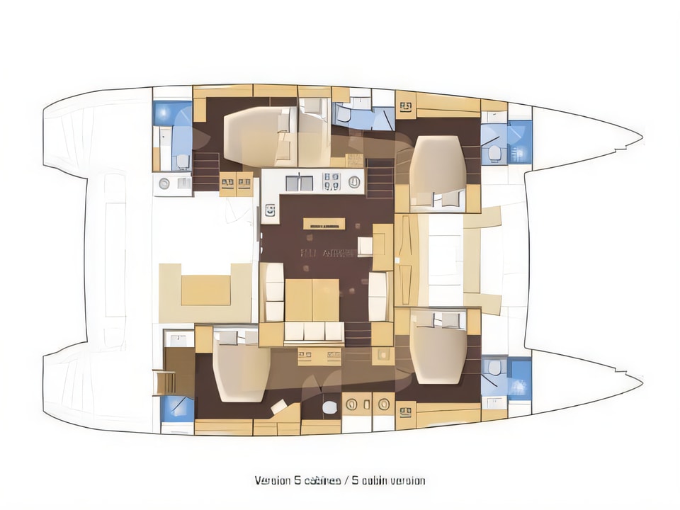 Lagoon 560 S2 yacht layout 5 cabins Croatia charter