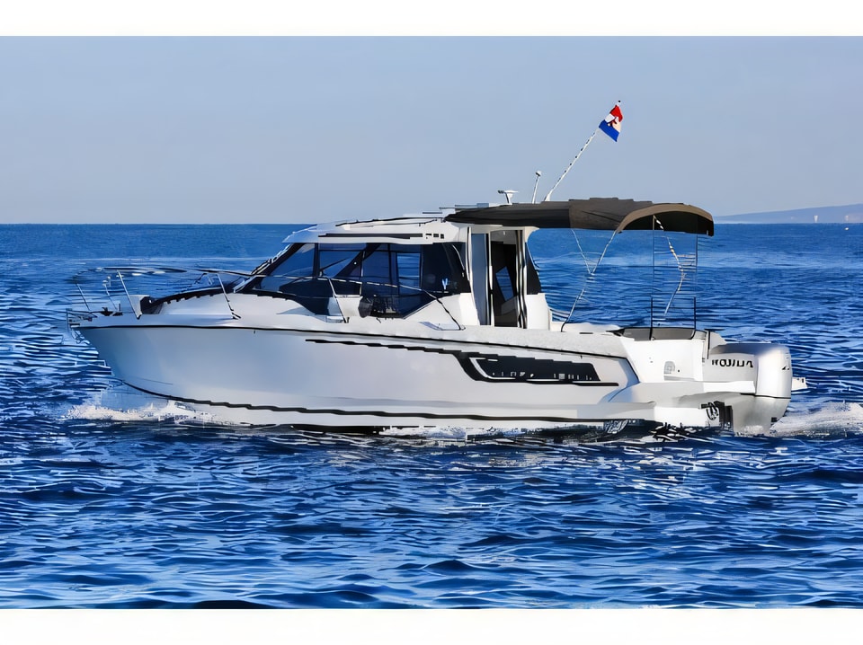 Exterior overview of Merry Fisher 795 motor boat for charter from Zadar Marina Zadar in the Zadar sailing area Croatia