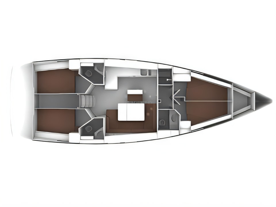 Layout of Bavaria 46 Cruiser sail boat with 4 cabins Croatia yacht charter