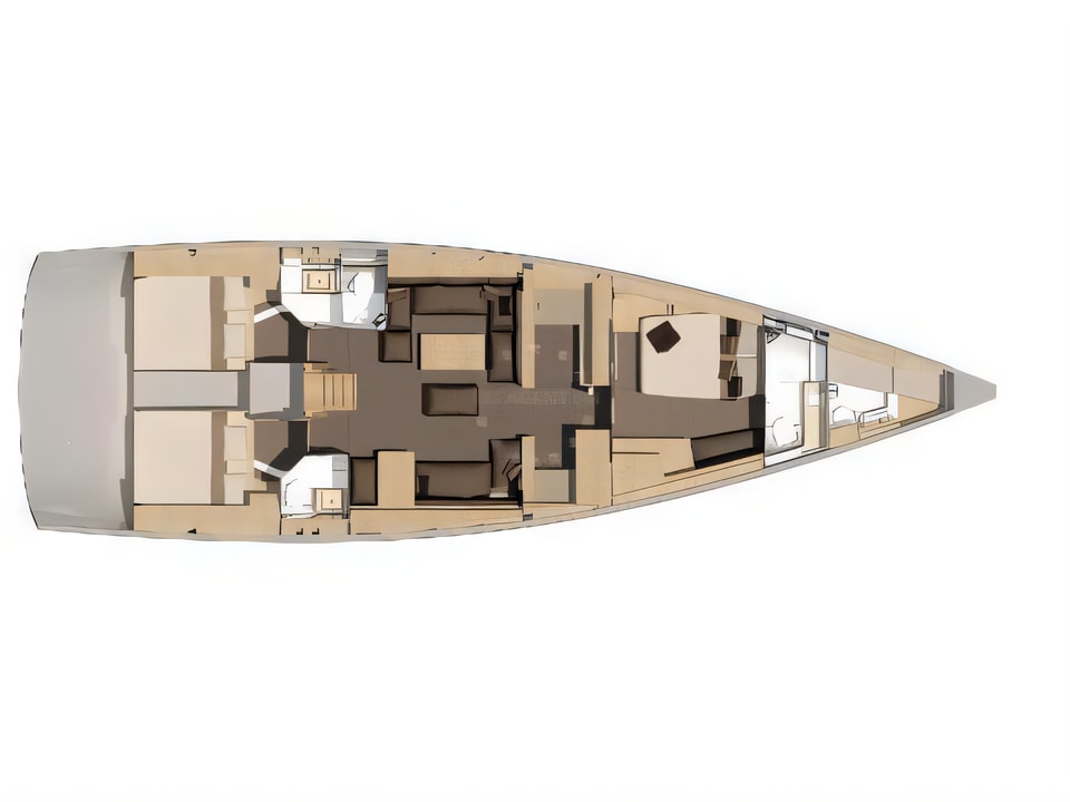 Layout of Dufour 56 Exclusive sail boat with 3 cabins Croatia yacht charter