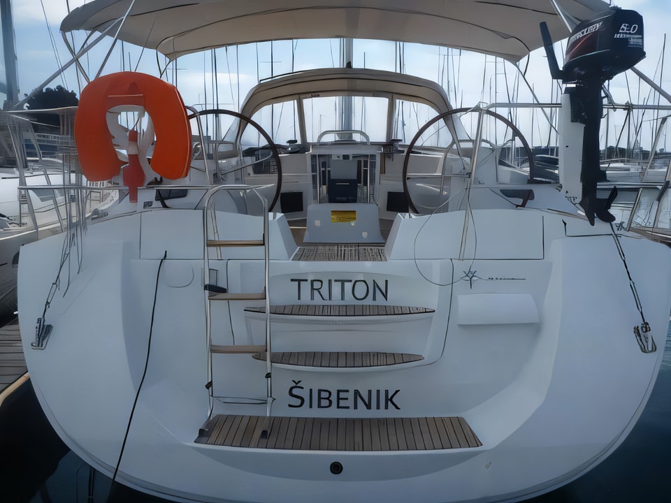 Exterior overview of Jeanneau 53 sail boat for charter from Sukosan Marina Dalmacija in the Zadar sailing area Croatia