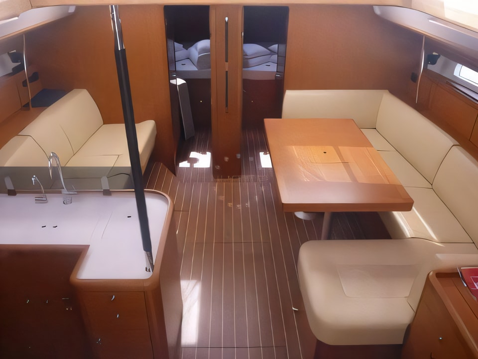 Interior of Jeanneau 53 sail boat with 6 cabins Croatia yacht charter