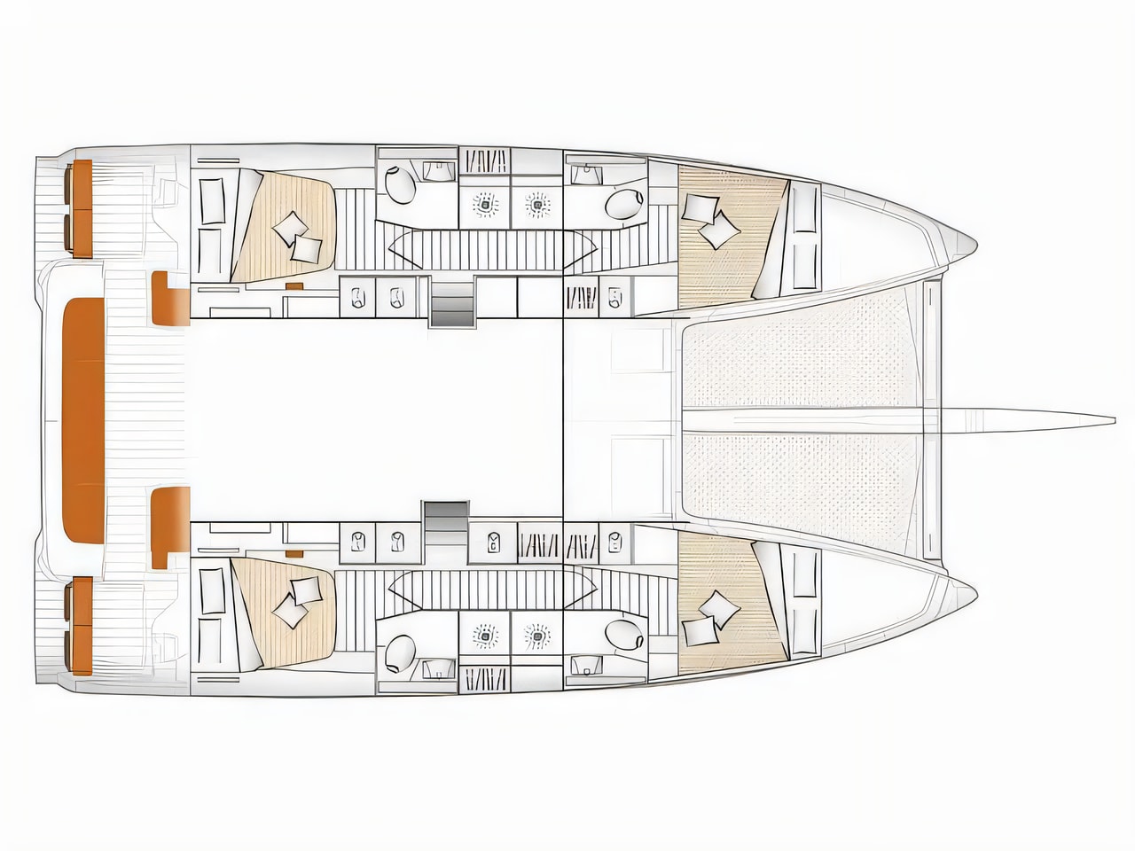 Interior of Excess 14 catamaran with 6 cabins Croatia yacht charter