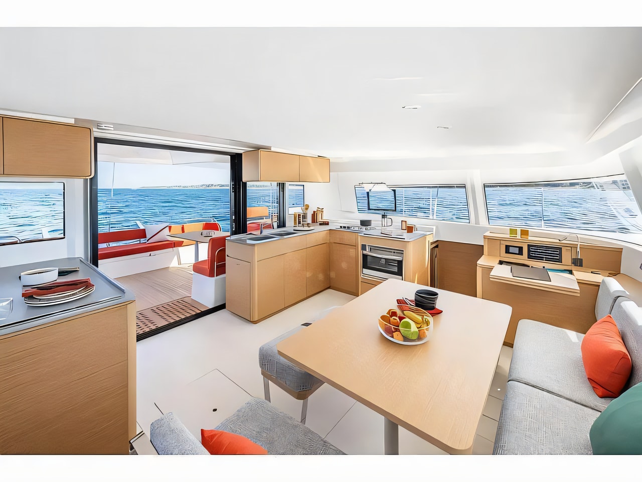 Layout of Excess 14 catamaran with 6 cabins Croatia yacht charter