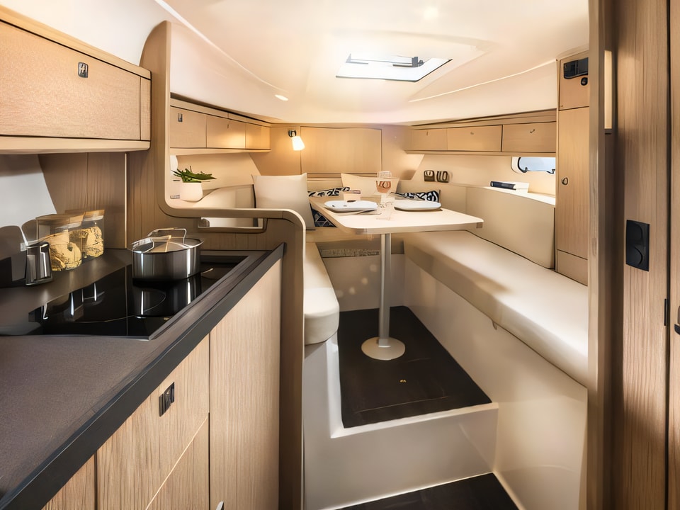 Interior of Bavaria S29 OPEN motor boat with 1 cabins Croatia yacht charter