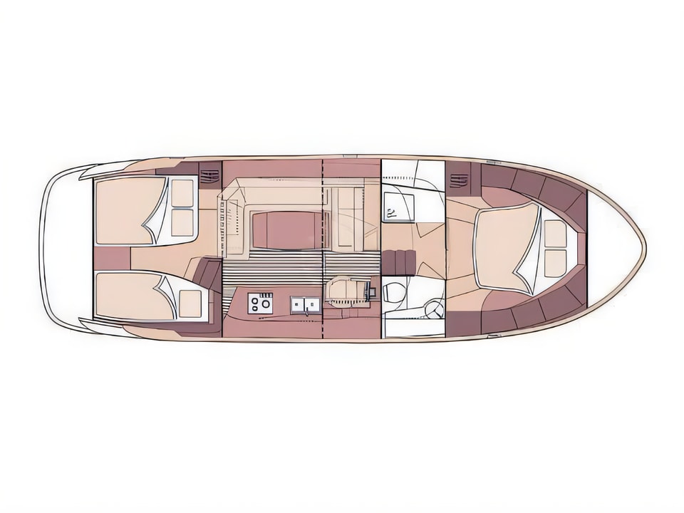 Marex 370 ACC yacht layout 3 cabins Croatia charter