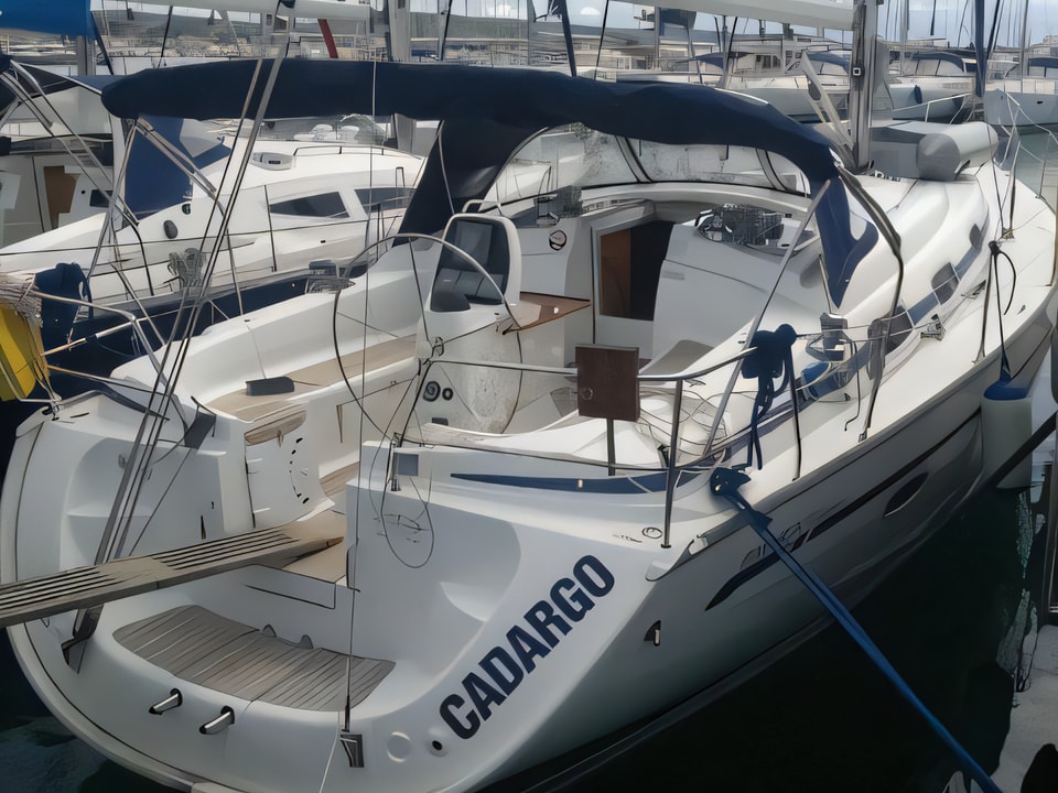 Exterior overview of Bavaria 39 Cruiser sail boat for charter from Biograd Kornati in the Zadar sailing area Croatia