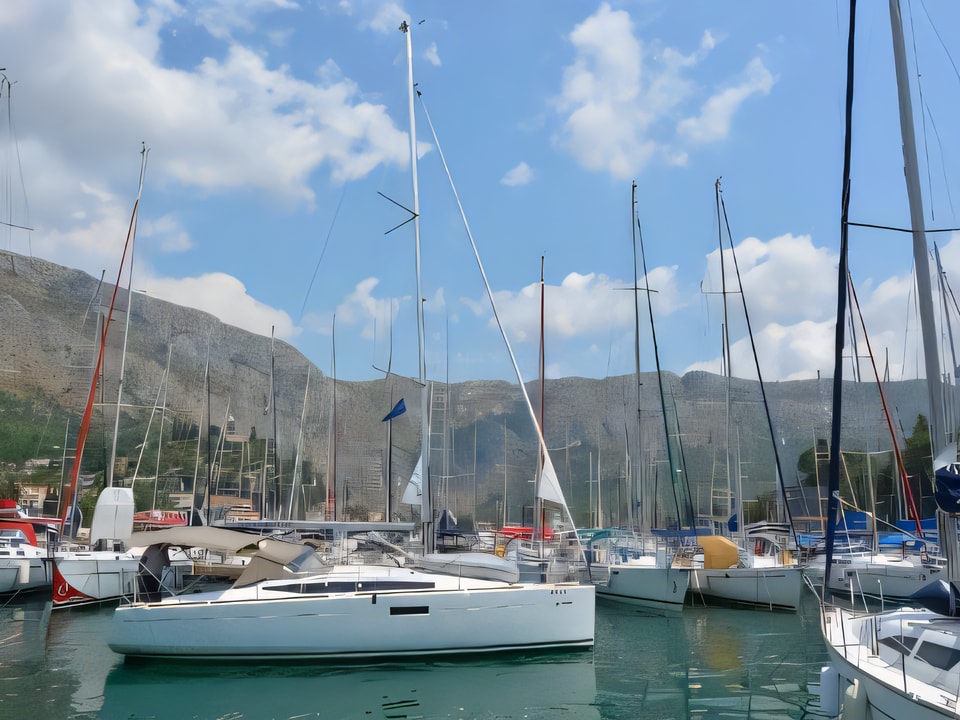 Exterior overview of Sun Odyssey 349 sail boat for charter from Dubrovnik ACI Marina in the Dubrovnik sailing area Croatia