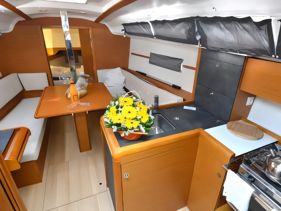 Interior of Sun Odyssey 349 sail boat with 3 cabins Croatia yacht charter