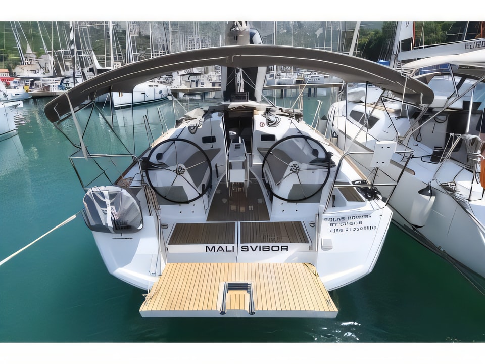 Exterior overview of Sun Odyssey 349 sail boat for charter from Pula ACI Marina in the Istria / Kvarner sailing area Croatia