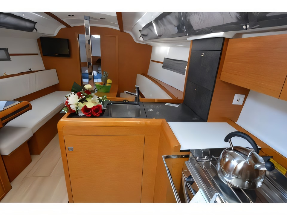 Interior of Sun Odyssey 349 sail boat with 3 cabins Croatia yacht charter