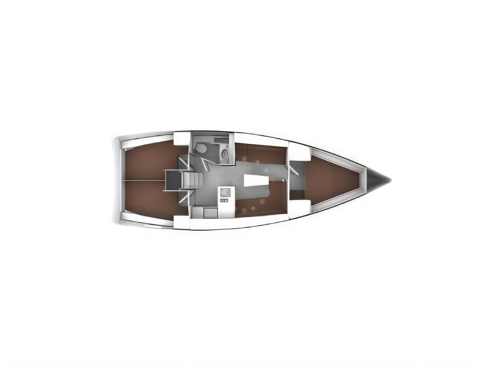 Layout of Bavaria Cruiser 37 sail boat with 3 cabins Croatia yacht charter