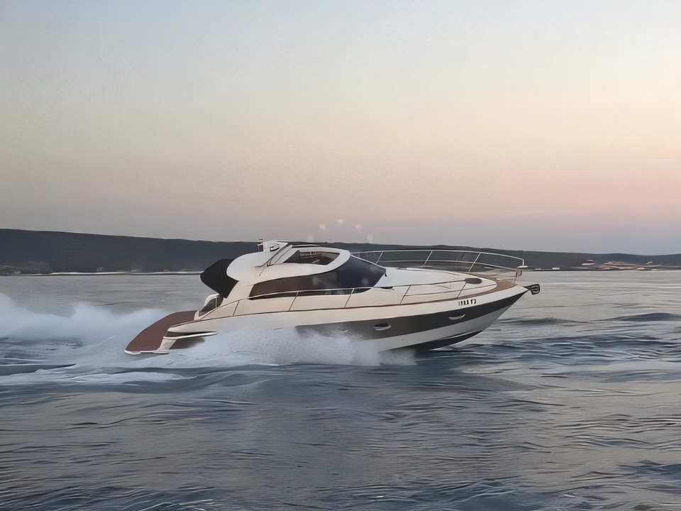 Exterior overview of Elan Power 35 motor boat for charter from Pirovac in the Sibenik sailing area Croatia
