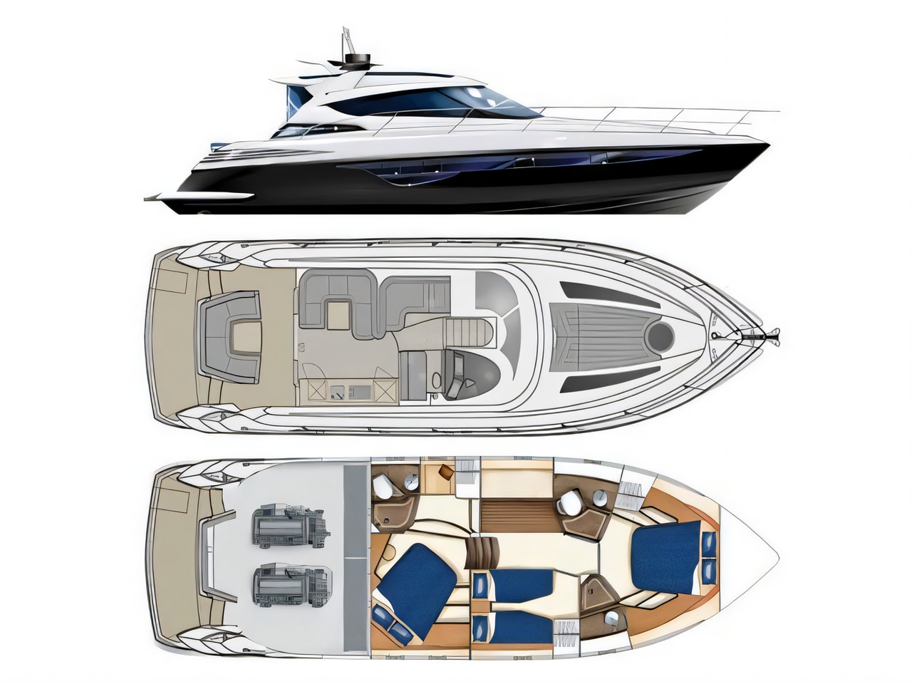 Interior of Elan Power 48 motoryacht with 3 cabins Croatia yacht charter