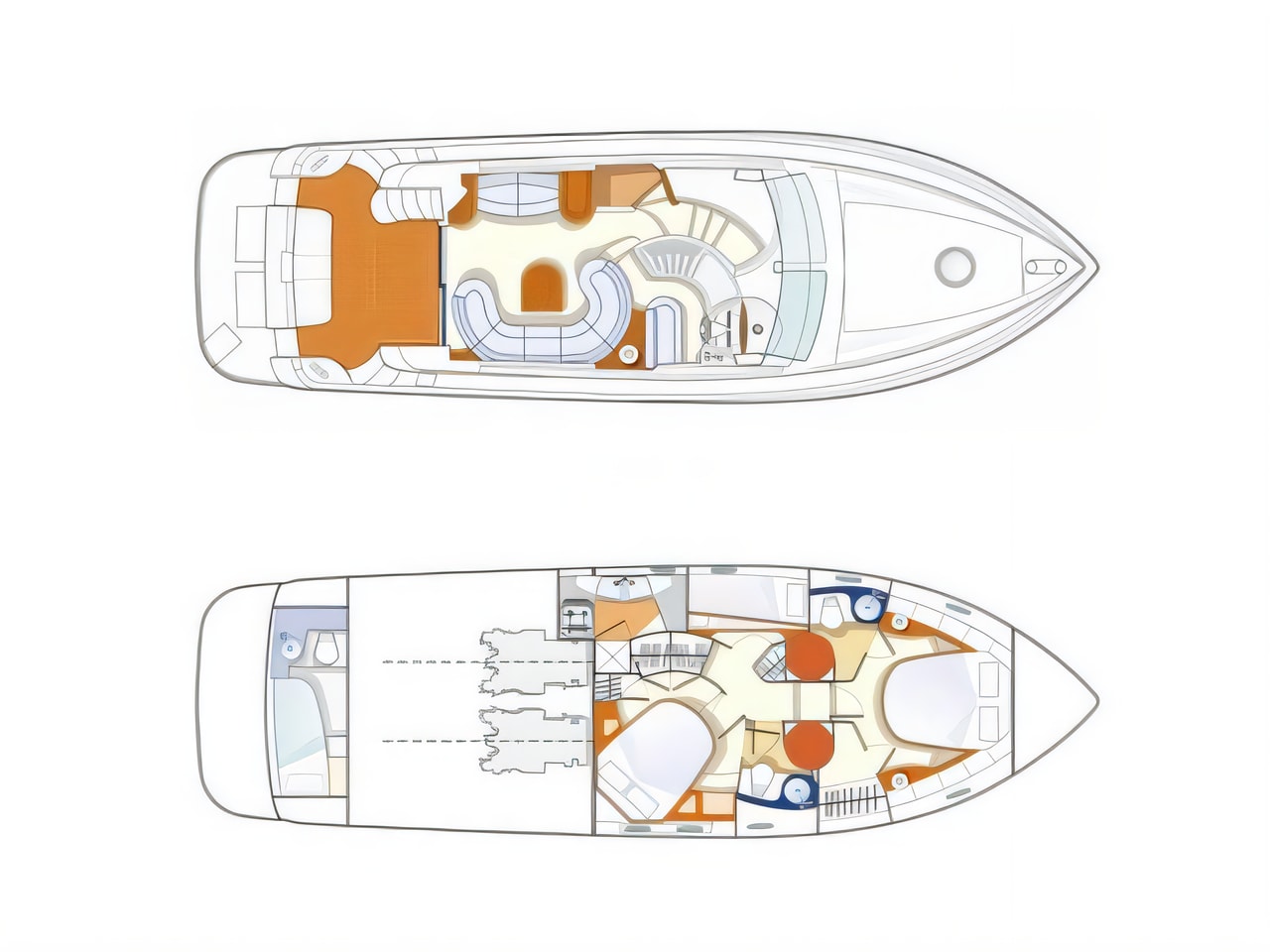 Interior of Azimut 46 motoryacht with 3 cabins Croatia yacht charter