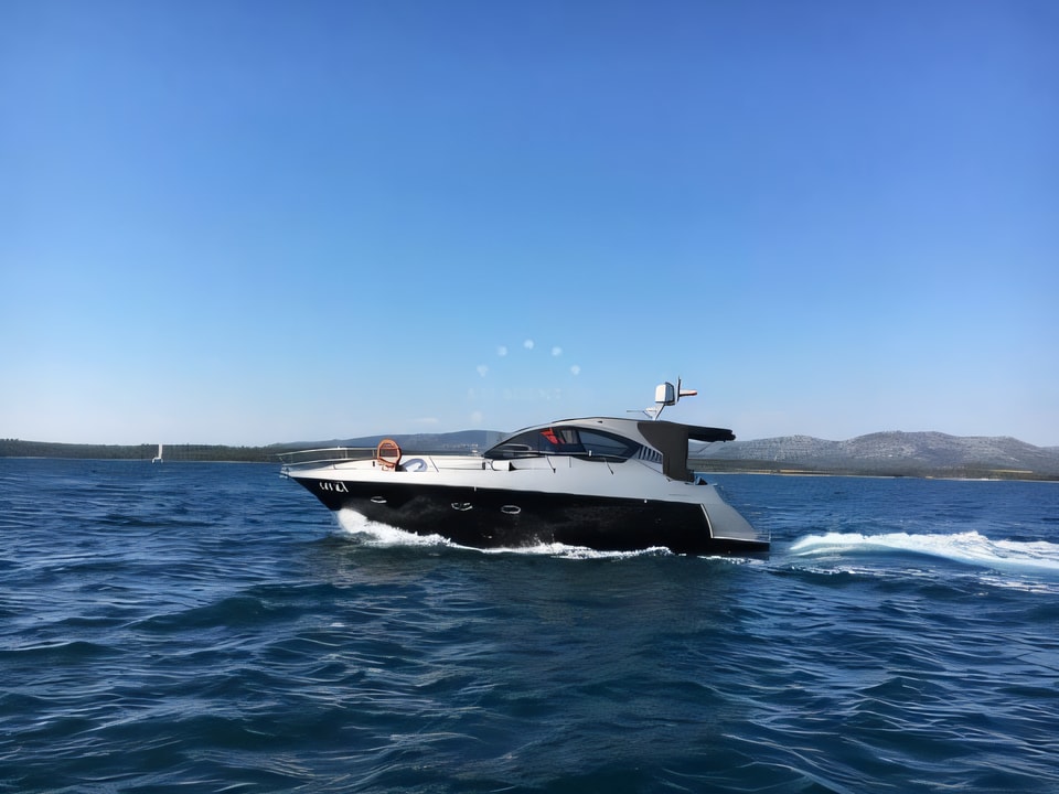 Exterior overview of Mirakul 40 motor boat for charter from Pirovac in the Sibenik sailing area Croatia