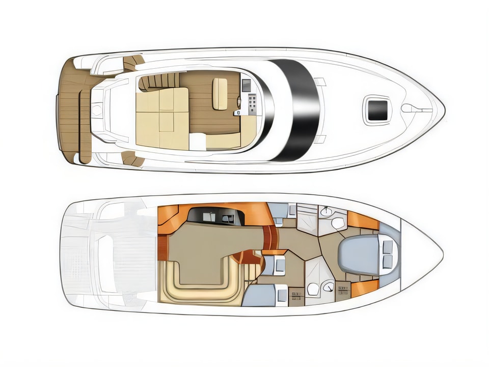 Layout of Mirakul 40 motor boat with 3 cabins Croatia yacht charter