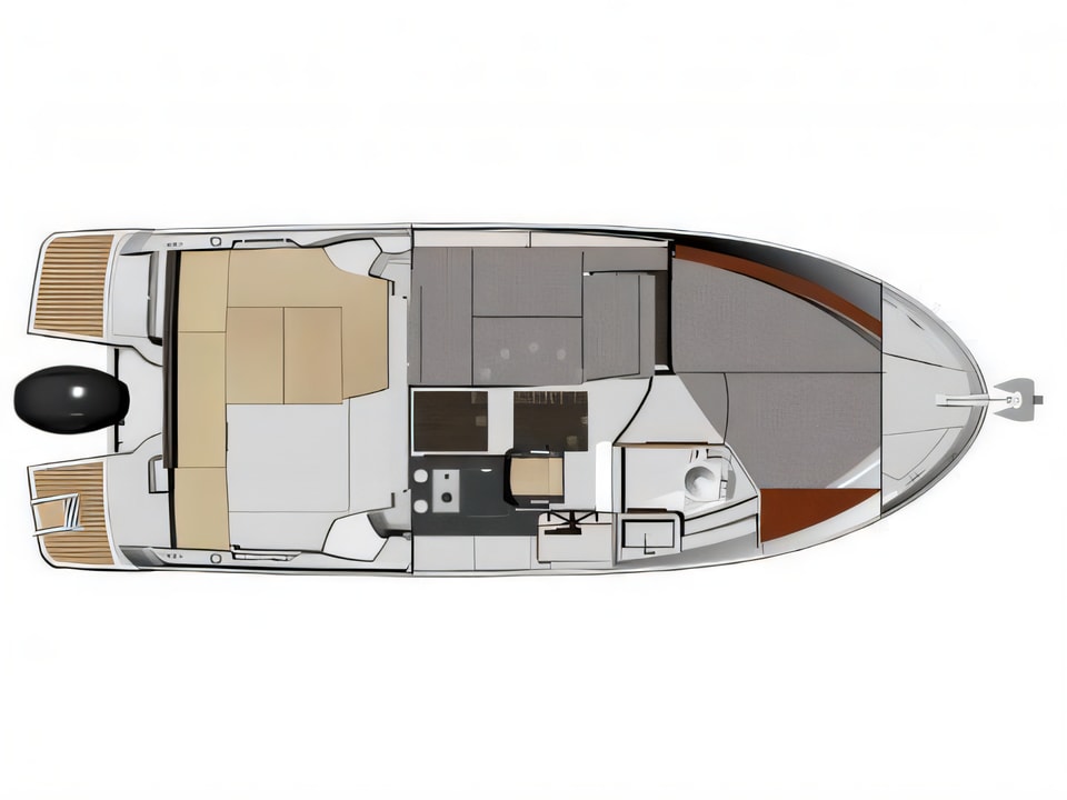 Layout of Merry Fisher 795 motor boat with 1 cabins Croatia yacht charter