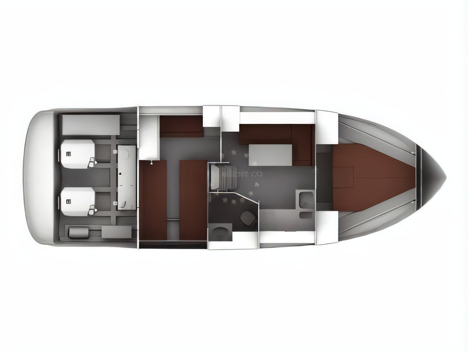 Layout of Bavaria Sport 34 HT motor boat with 3 cabins Croatia yacht charter