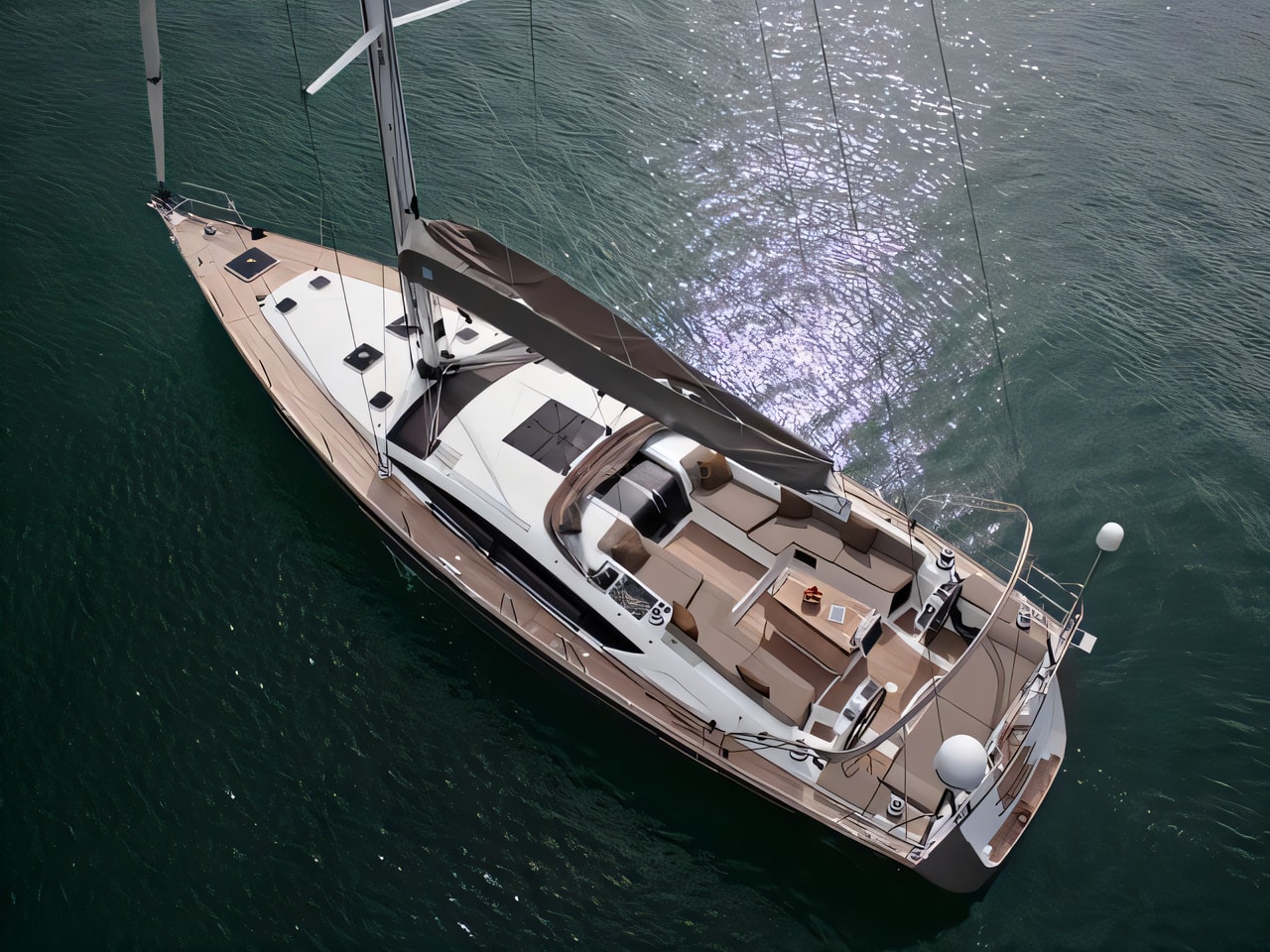 Exterior overview of Jeanneau 57 sail boat for charter from Sibenik Marina Mandalina in the Sibenik sailing area Croatia