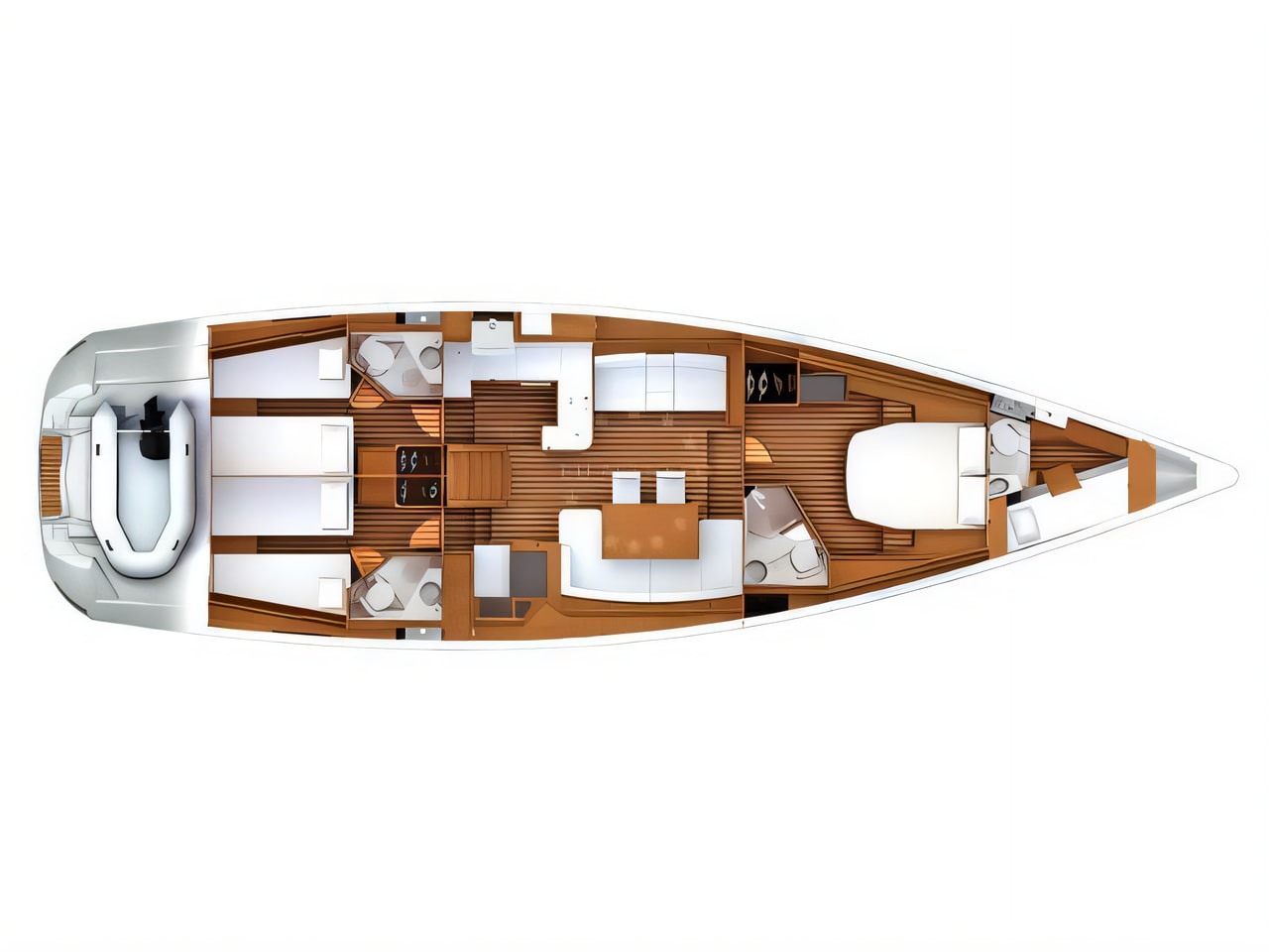 Interior of Jeanneau 57 sail boat with 4 cabins Croatia yacht charter