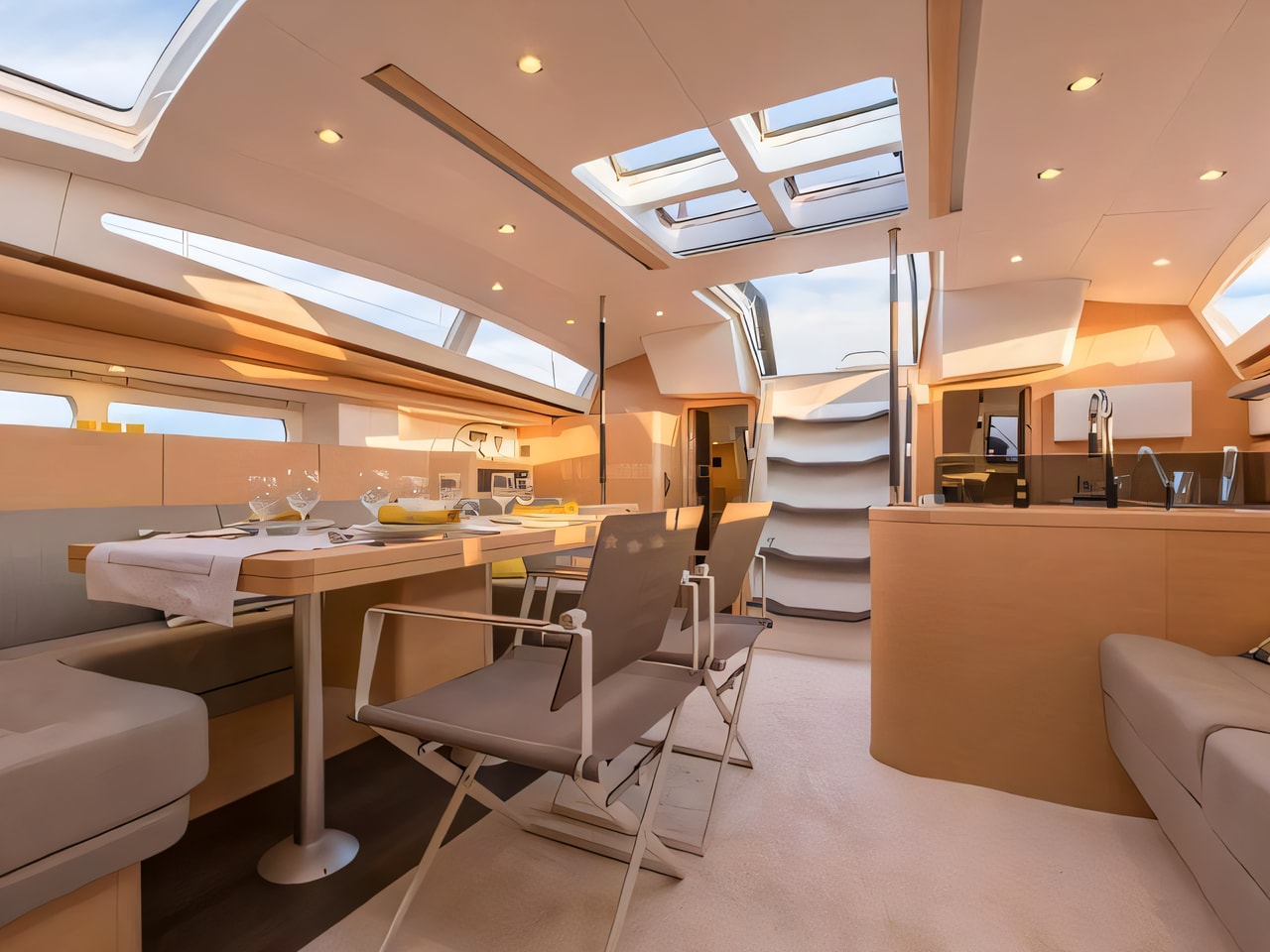 Layout of Jeanneau 57 sail boat with 4 cabins Croatia yacht charter