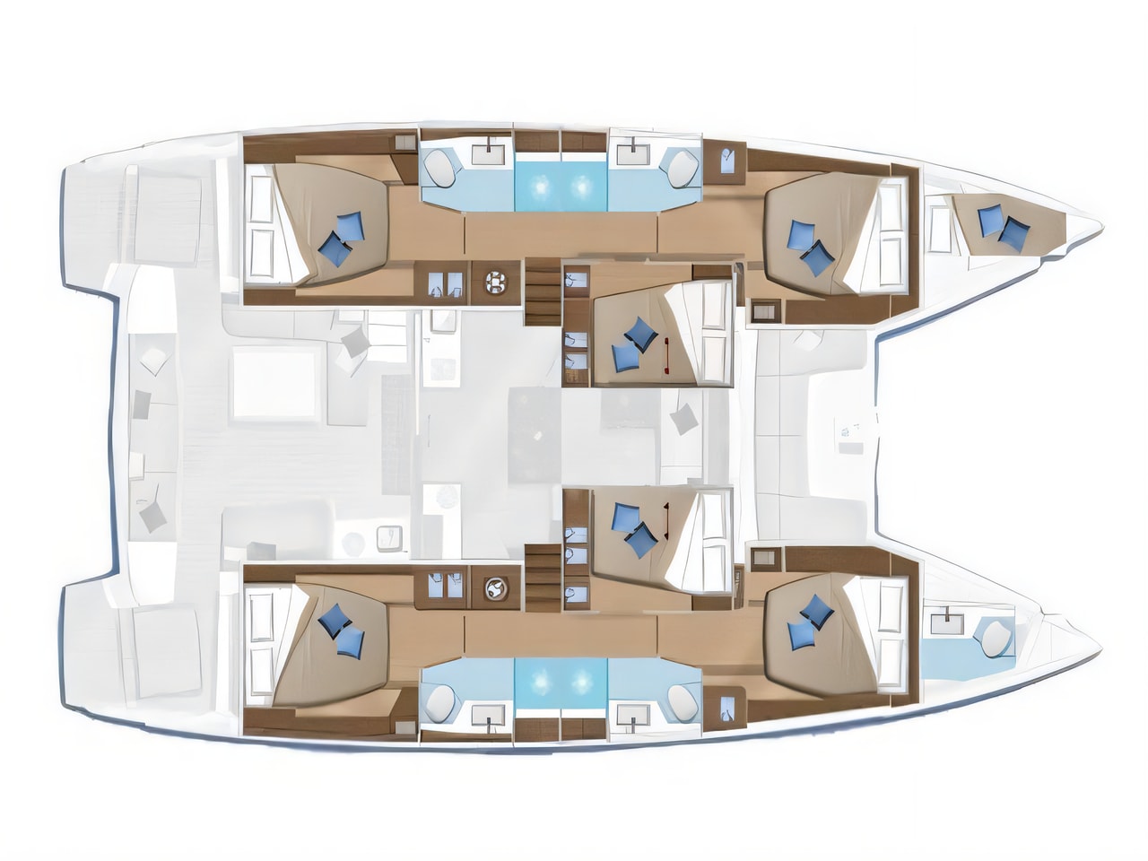 Interior of Lagoon 50 catamaran with 7 cabins Croatia yacht charter