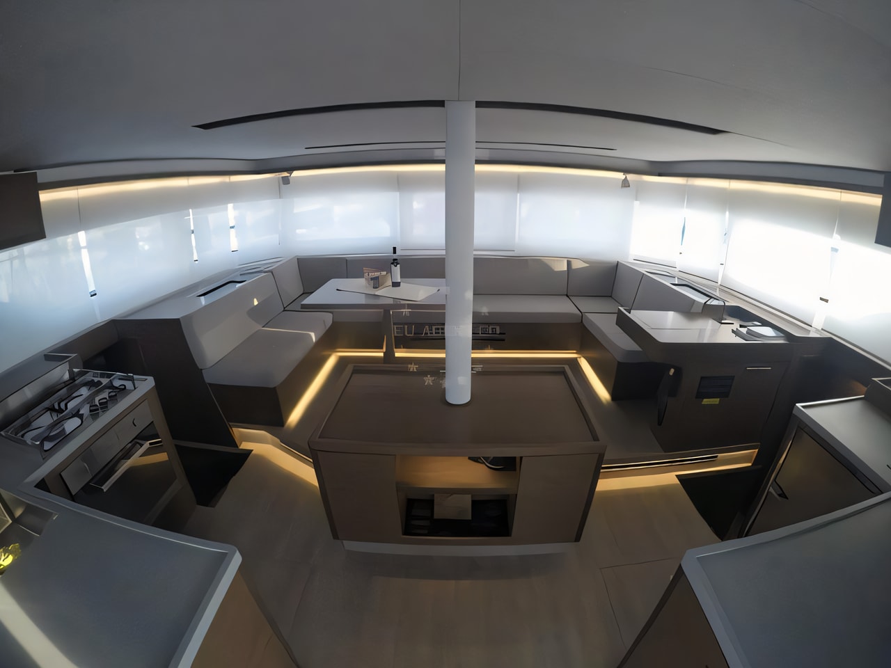 Layout of Lagoon 50 catamaran with 7 cabins Croatia yacht charter