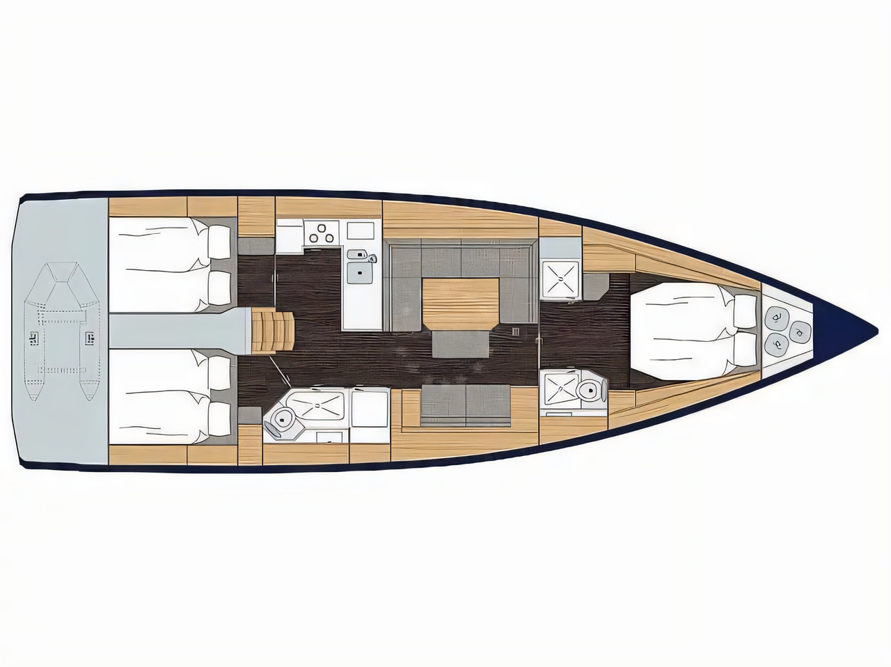 Interior of Bavaria C45 Style sail boat with 3 cabins Croatia yacht charter