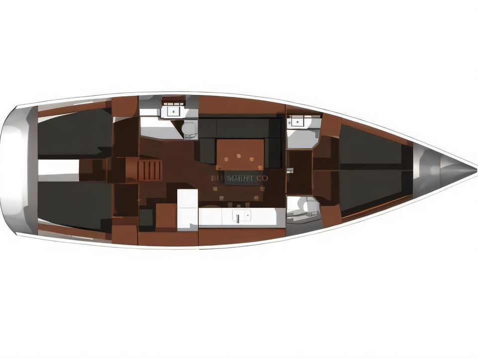 Layout of Dufour 445 Grand Large sail boat with 4 cabins Croatia yacht charter