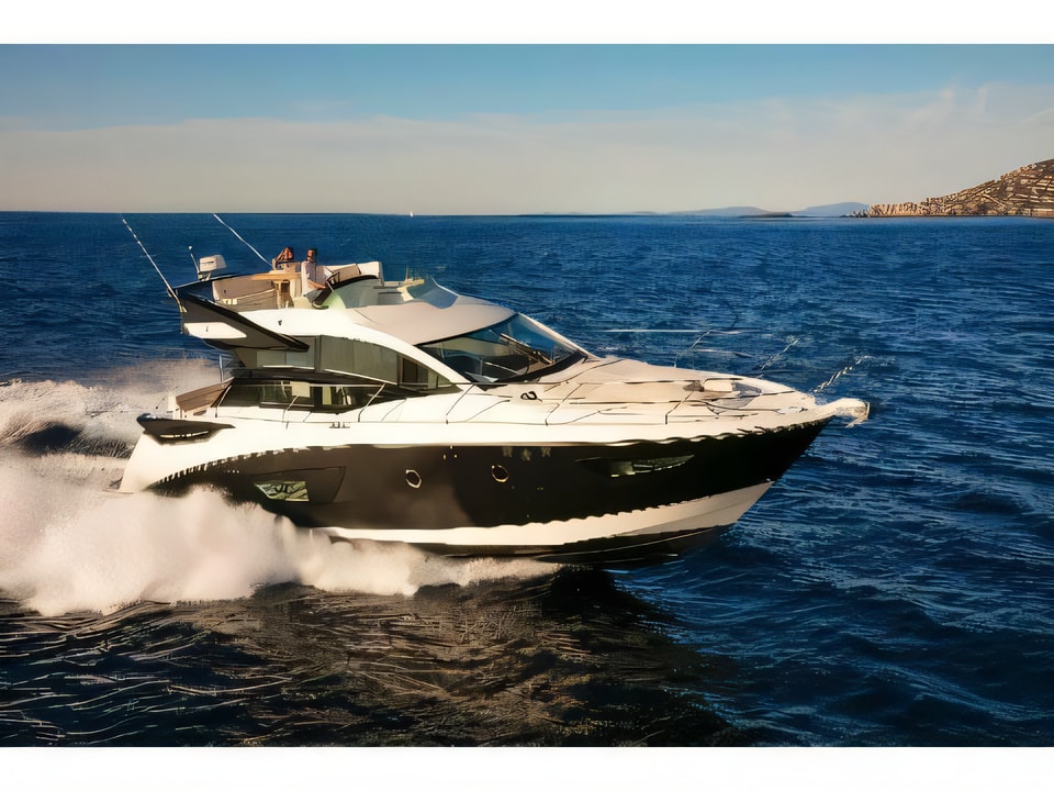 Exterior overview of Gran Turismo 50 Fly motor boat for charter from Split Marina Mornar in the Split sailing area Croatia