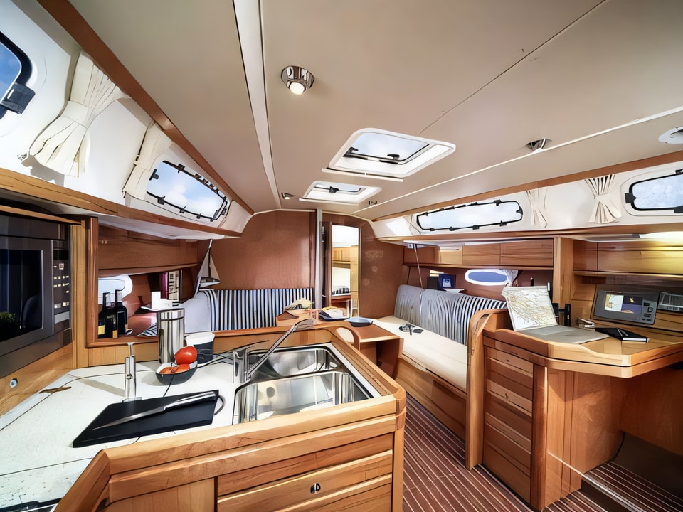 Interior of Bavaria Cruiser 34 sail boat with 2 cabins Croatia yacht charter