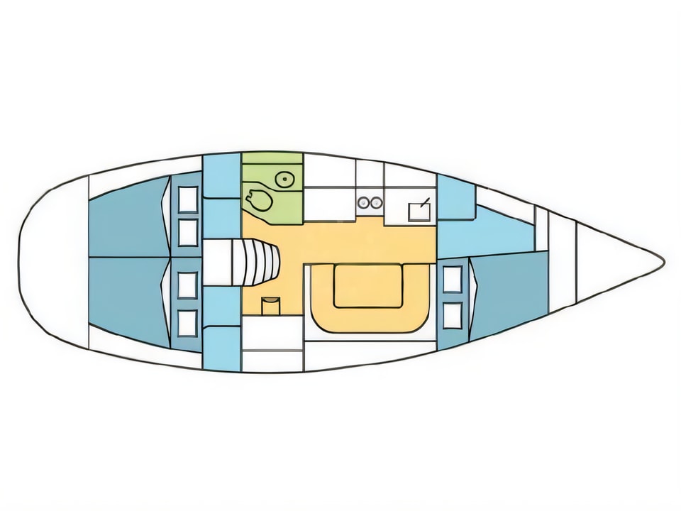 Harmony 38 yacht layout 3 cabins Croatia charter