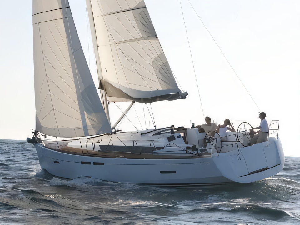 Exterior overview of Sun Odyssey 409 sail boat for charter from Zaton Sibenski in the Sibenik sailing area Croatia