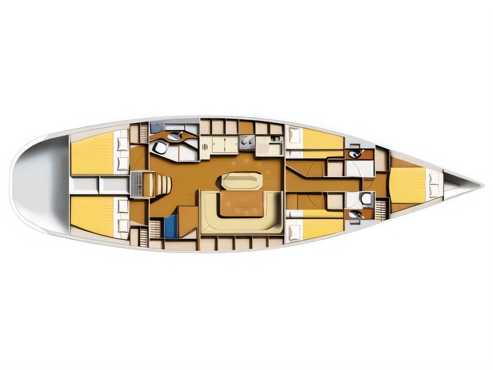 Harmony 52 yacht layout 5 cabins Croatia charter