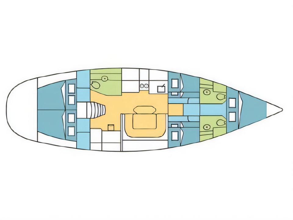 Harmony 52 yacht layout 5 cabins Croatia charter